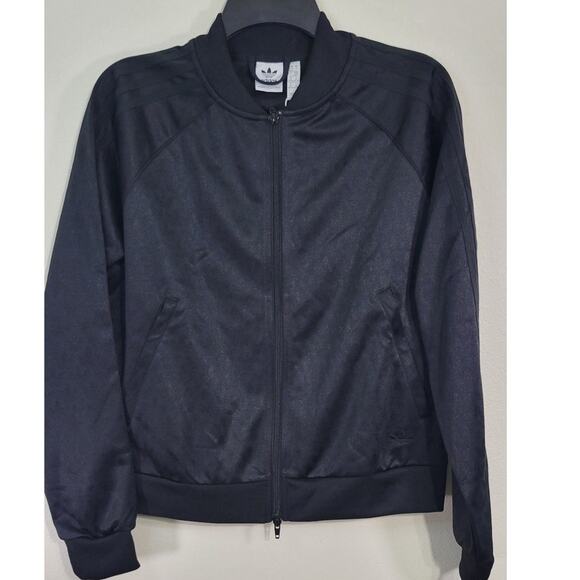 Adidas Jacket Womens Medium Monogram Black Track Jacket Athletic  NWT $85 Retail - Picture 3 of 9